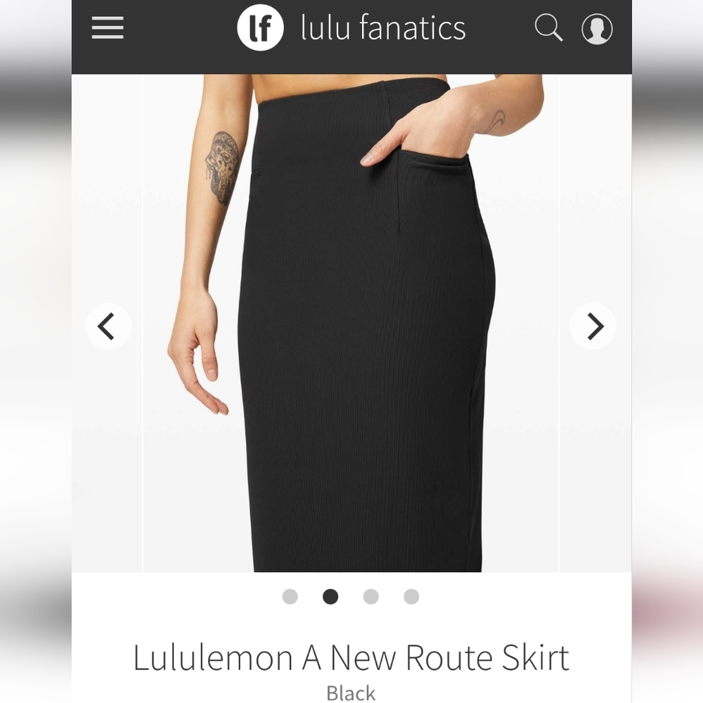 Lululemon New Route pencil skirt, size 6 in black